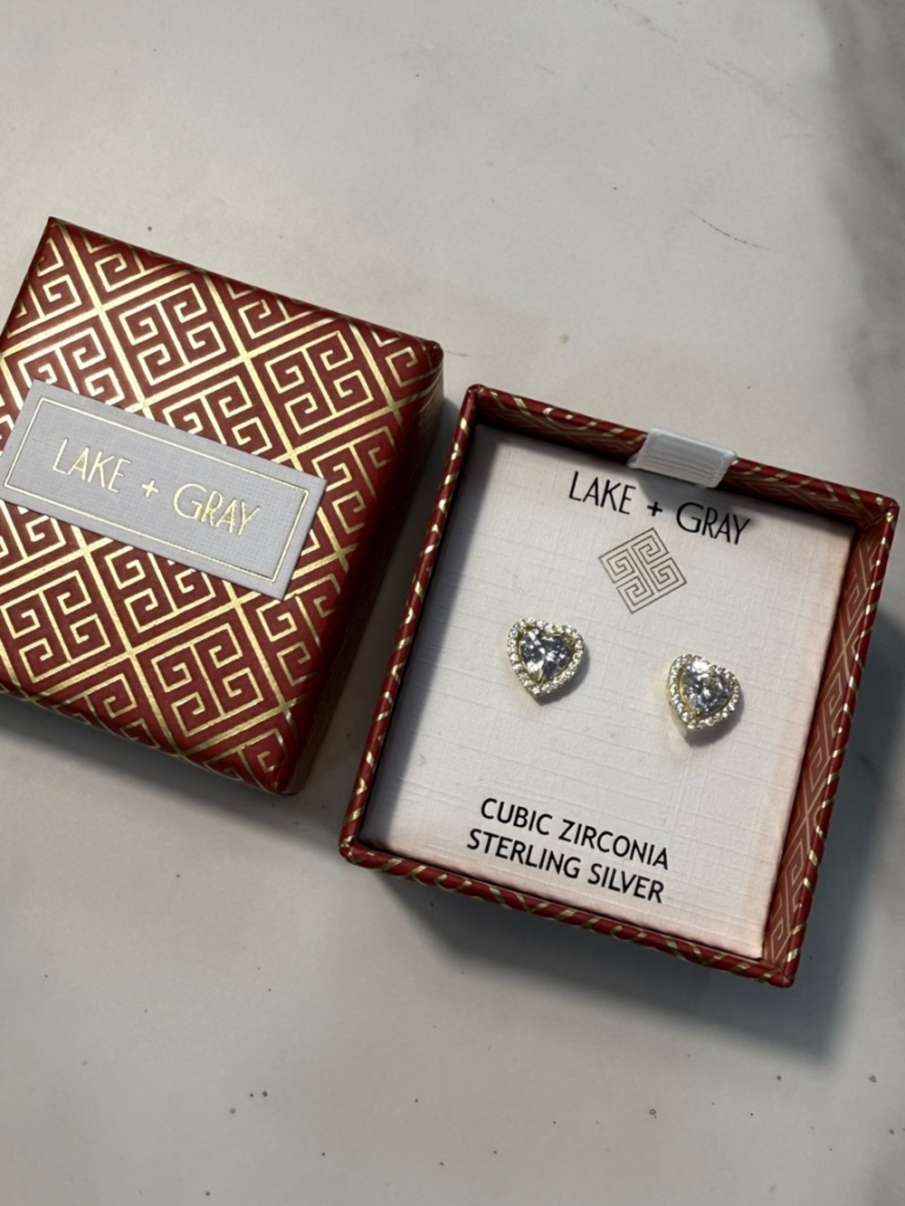 Sterling Silver Heart Cubic Zirconia Stud Earrings - Silver